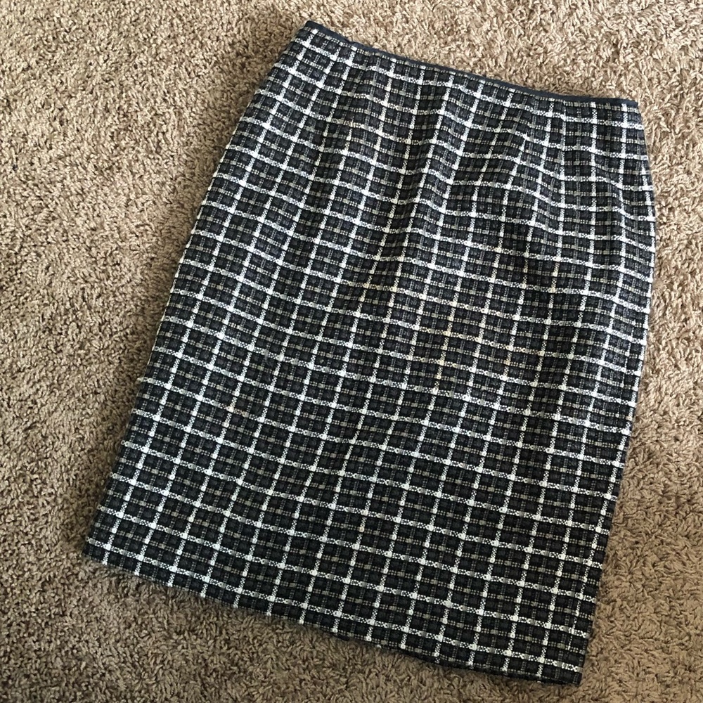 ISABEL & NINA Black/Gray Print Tweed Pencil Skirt